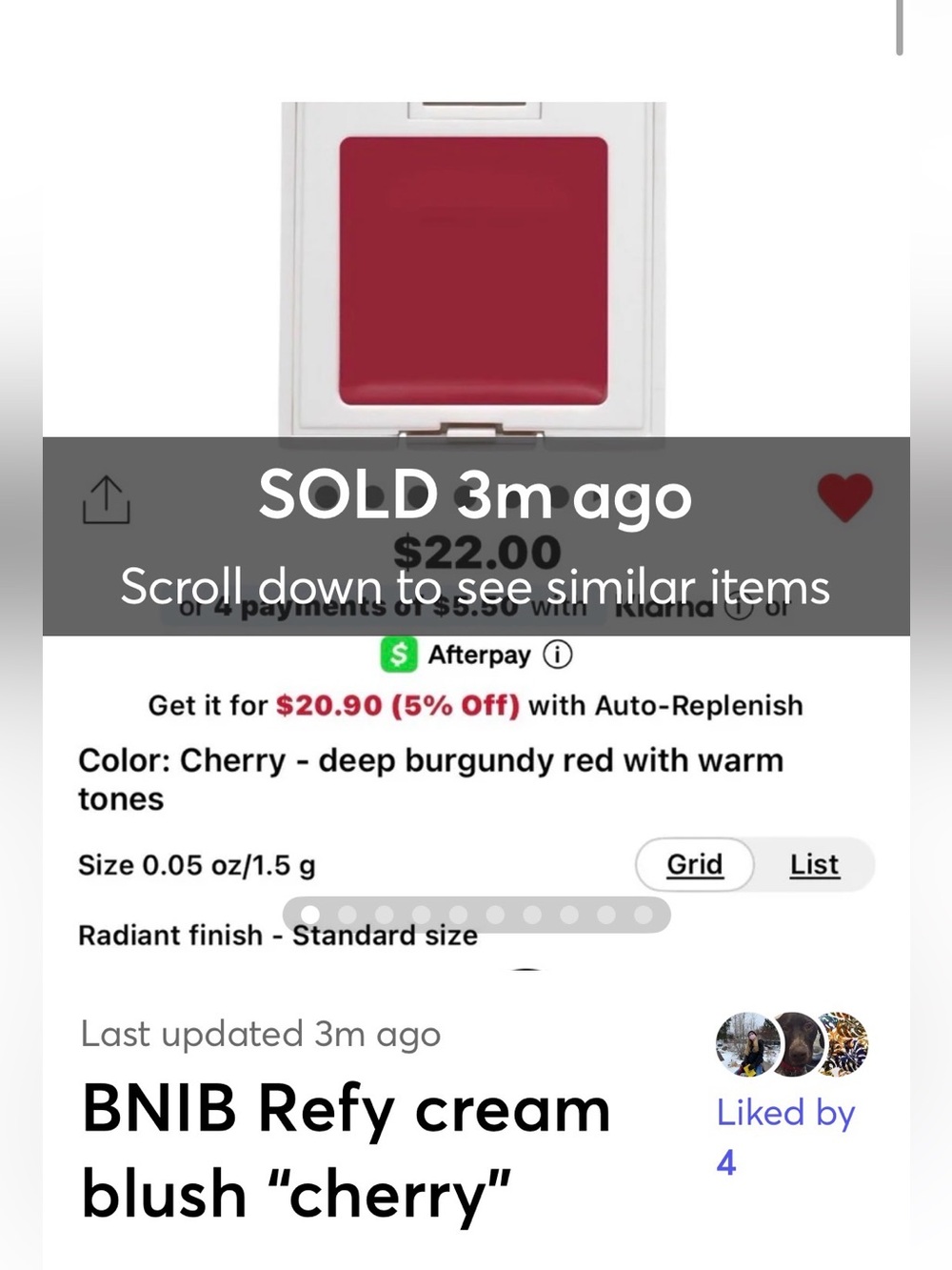SOLD ON MERCARi❌ REFY Blush in Cherry - Deep Burgundy Red